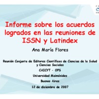 Informe sobre los acuerdos logrados en las reuniones de ISSN y Latindex